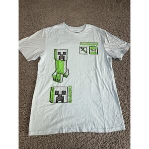 Minecraft Studios Shirt Teens XL Blue Creeper Graphic Mojang Tagless Crew Tee